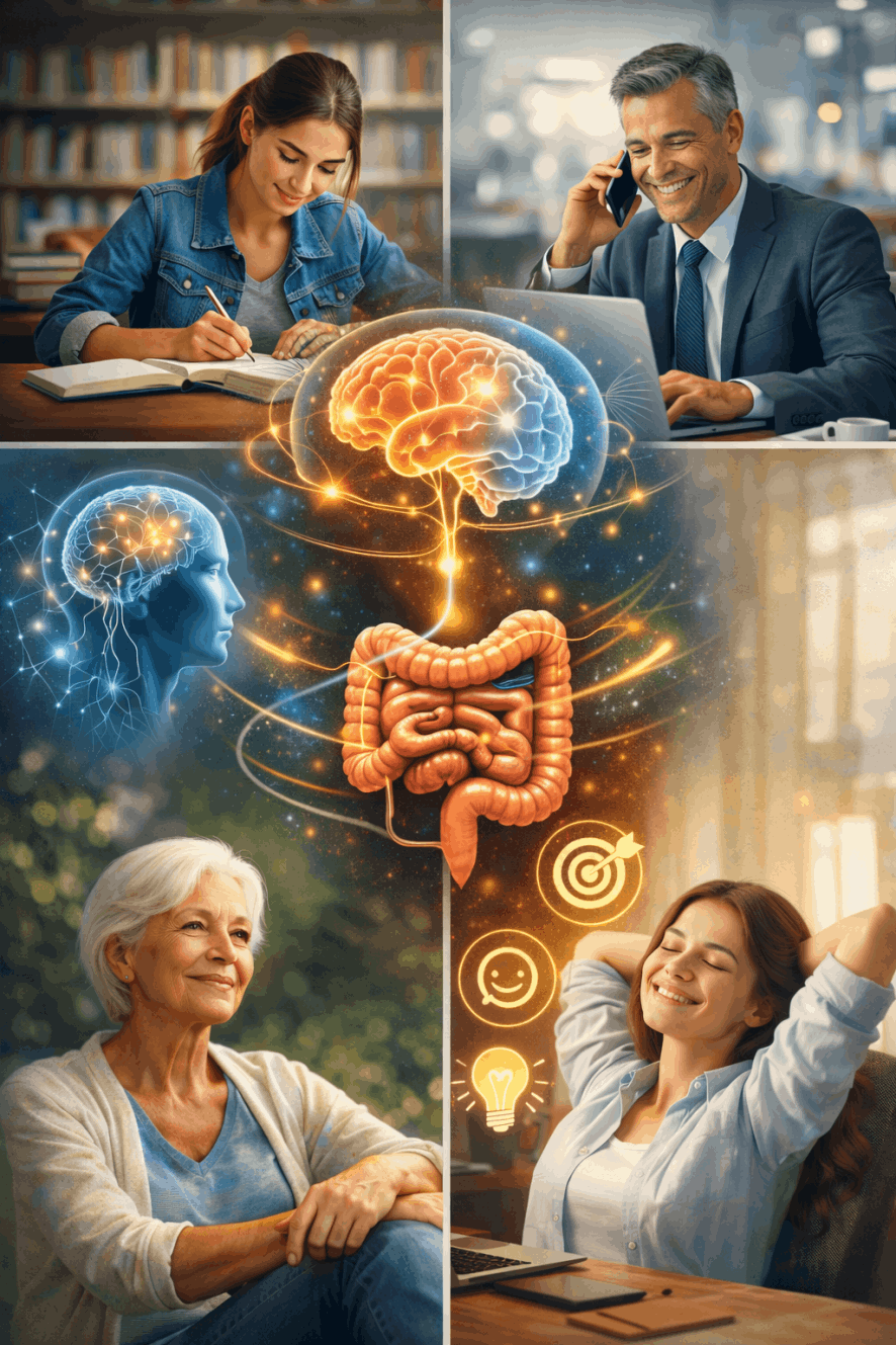 People with enhanced focus, clarity, and brain–gut connection